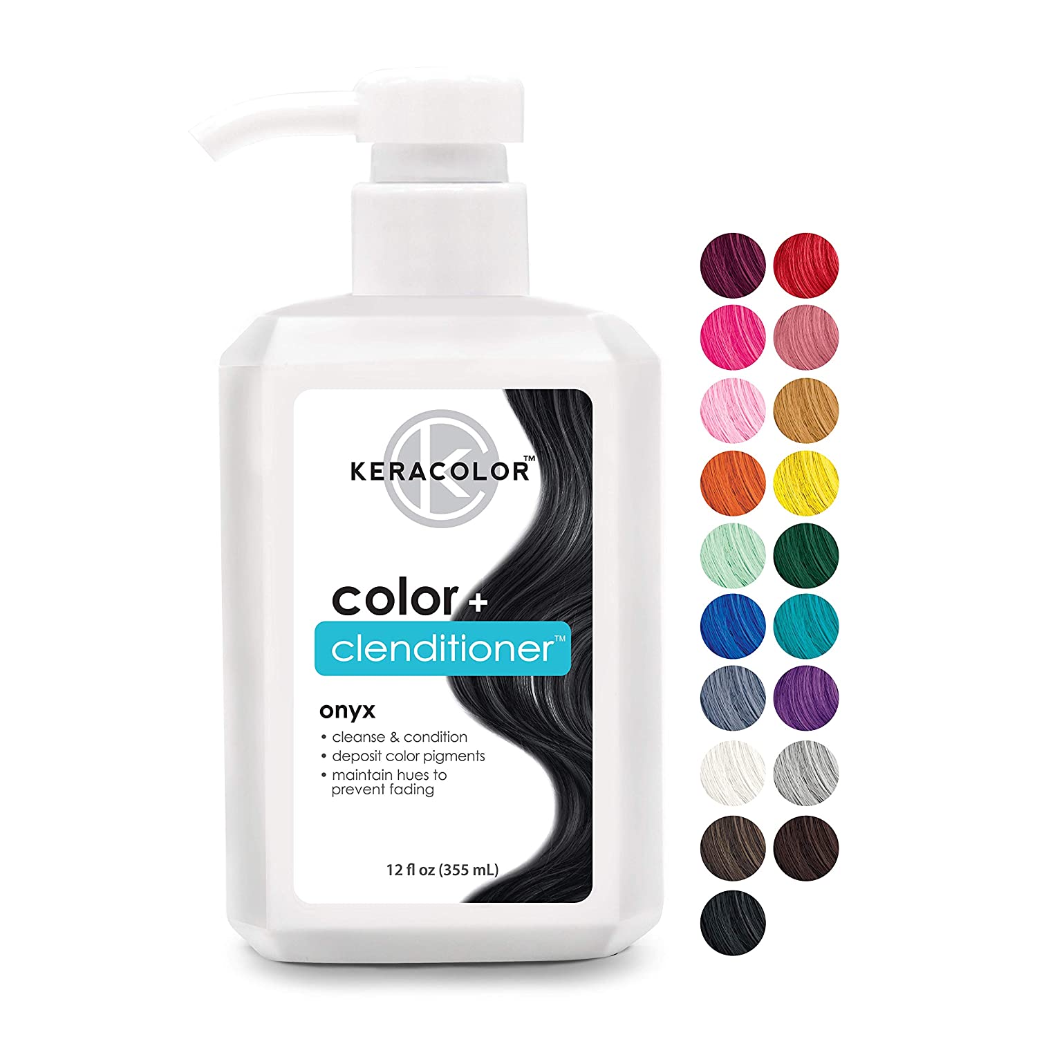 Keracolor Clenditioner + Color Depositing Conditioner, Onyx, 12 fl oz