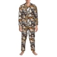 thumbnail image 3 of Naloa Cut Cats Men’s Pajamas Set - Long Sleeve Button Down Sleep Shirt and Pajama Bottoms Sleepwear Set-XX-Large, 3 of 7