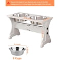 thumbnail image 2 of Modern Farmhouse Dog Bowls Stand, Elevated Dog Bowls with 2 Stainless Steel Wooden Bowls, 80 oz Bowl-White, 2 of 14