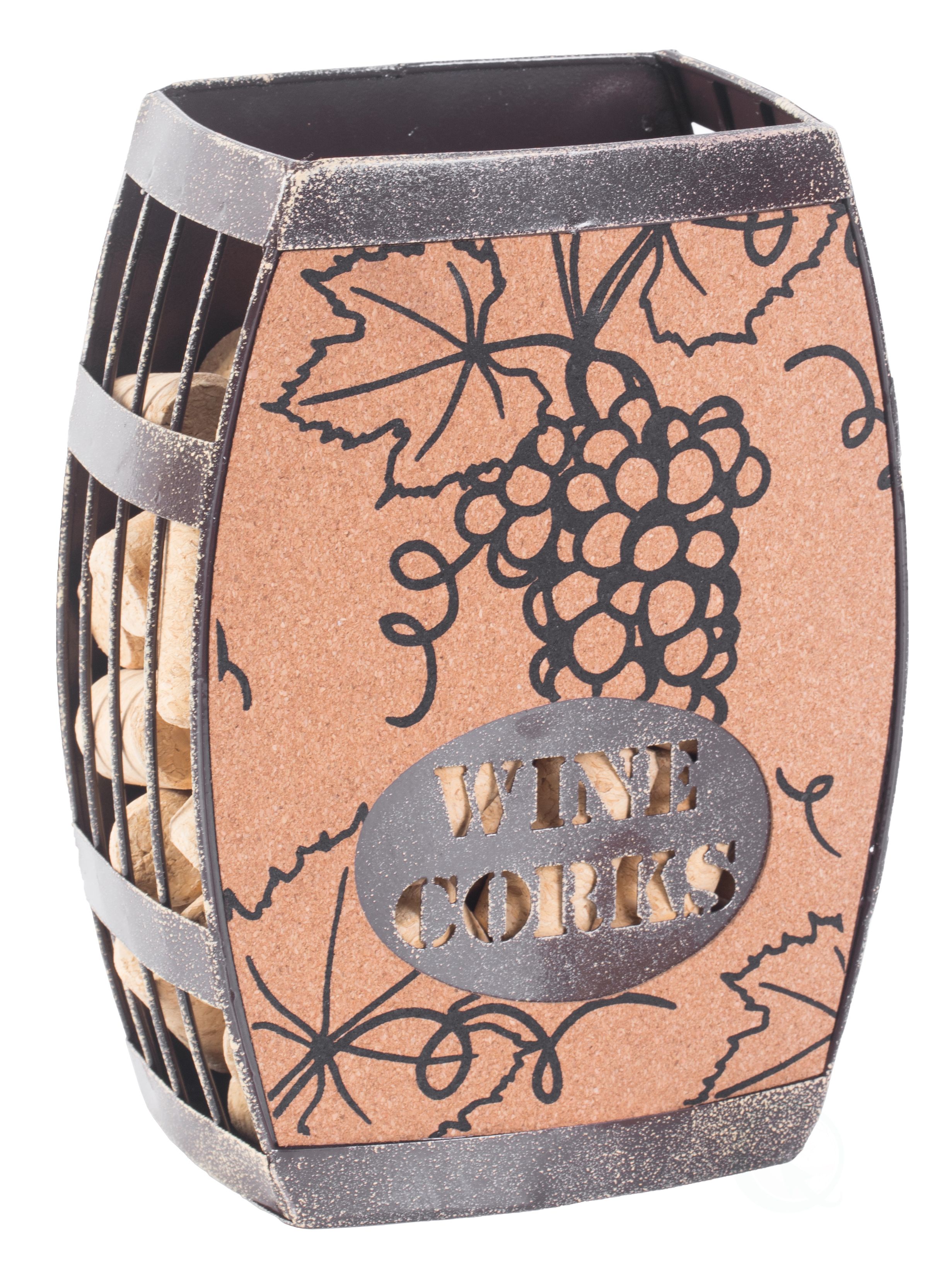 Vintage Decorative Metal Barrel Shaped Tabletop Countertop Wine Cork