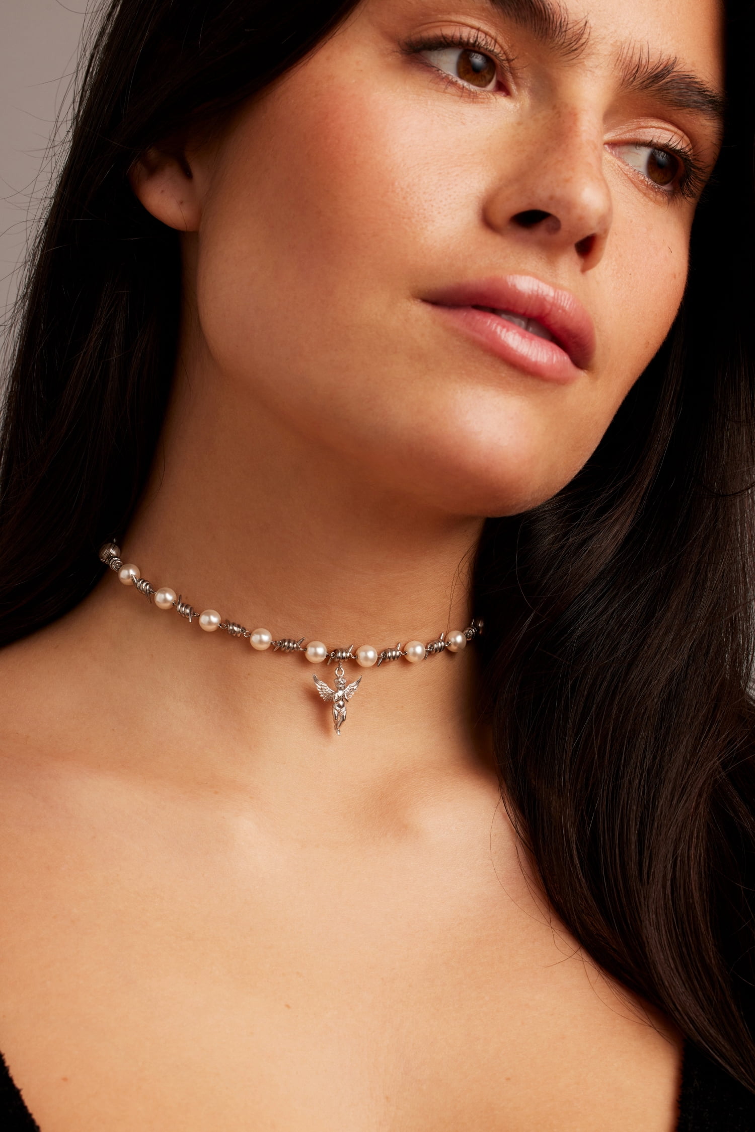 Bella by Thorne Cherub Pearl Adult Necklace, Silver