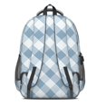 thumbnail image 3 of Blue and White Checkered Pattern Backpack for School, Cute School Bag with Adjustable Shoulder Straps and Padded Back, 16.9"x12.6"x5.9", 3 of 5