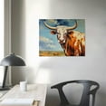 thumbnail image 3 of COMIO  Cow Pictures Wall Decor Picture Of Texas Longhorn Print Bull Horn Picture Artwork Of Cows For Bedroom Living Room, 3 of 4