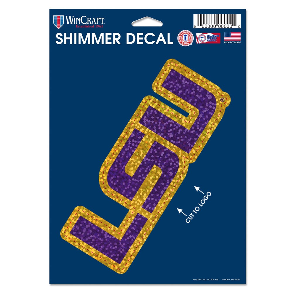 LSU Tigers Official NCAA 5 inch x 7 inch Shimmer Car Decal by WinCraft