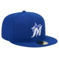 thumbnail image 3 of Men's New Era Royal Miami Marlins White Logo 59FIFTY Fitted Hat, 3 of 6