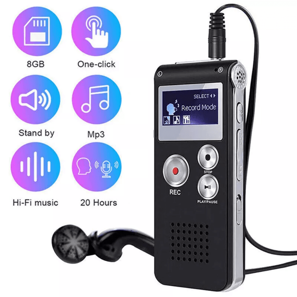 16/32GB Digital Voice Recorder Mini Lecture Multifunction Rechargeable 650 Hours Digital Audio Recording MP3 Player With Wired Earphones