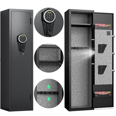 2 Gun Safe for Guns and Pistols Quick Access Gun Cabinet with Silent Mode and Alarm System Gun Safes with Removable Shelf and Adjustable Gun Slots