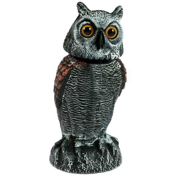 Fake Owl Decoy Lifelike Simulation Owl Bird Deterrent with 360° Swivel Head Realistic Owl Statue Scare Birds Plastic Fake Owl Scarecrow to Frighten Birds for Garden Indoor Outdoor