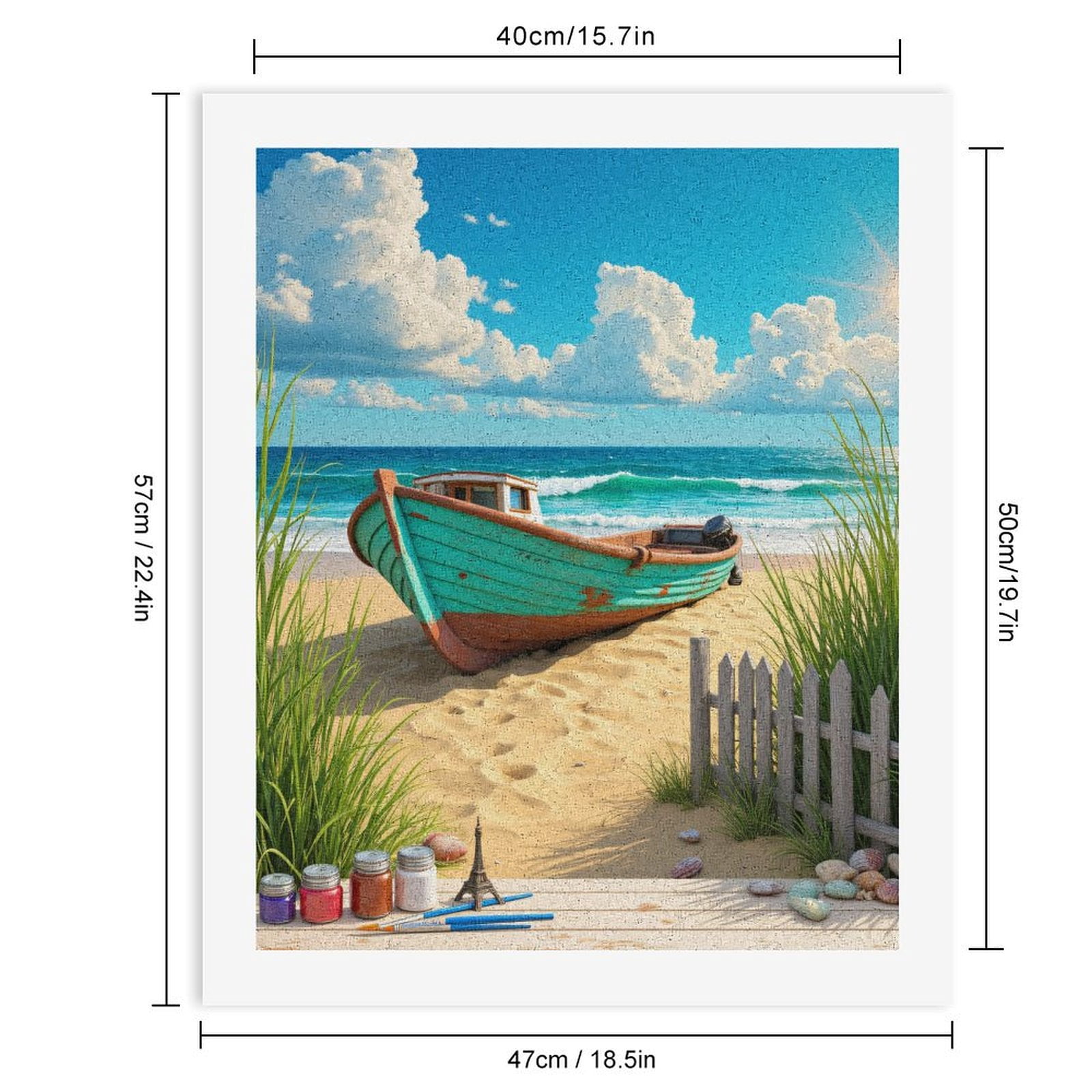 Paint By Numbers Kit for Adults Beginner - Boat On Sandy Beach With Art Supplies DIY Canvas Painting Kits for Adults, Frameless Paint By Number for Adults for Home Wall Decor 16x20 Inch