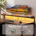thumbnail image 6 of 44 inch Gaming Desk with Led Lights & Outlets, Computer Desk with 3 Drawers & Shelves, Gamer Desk with Monitor Stand & Side Hooks for Game Room, Home Office, Rustic Brown, 6 of 8