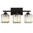 thumbnail image 6 of Deyidn 16.9" Modern Black Vanity Light, 3-Light Dimmable Bathroom Light Fixture with Square Crystal Shades, for Mirror Lighting, Bathroom Wall Sconce, 6 of 9