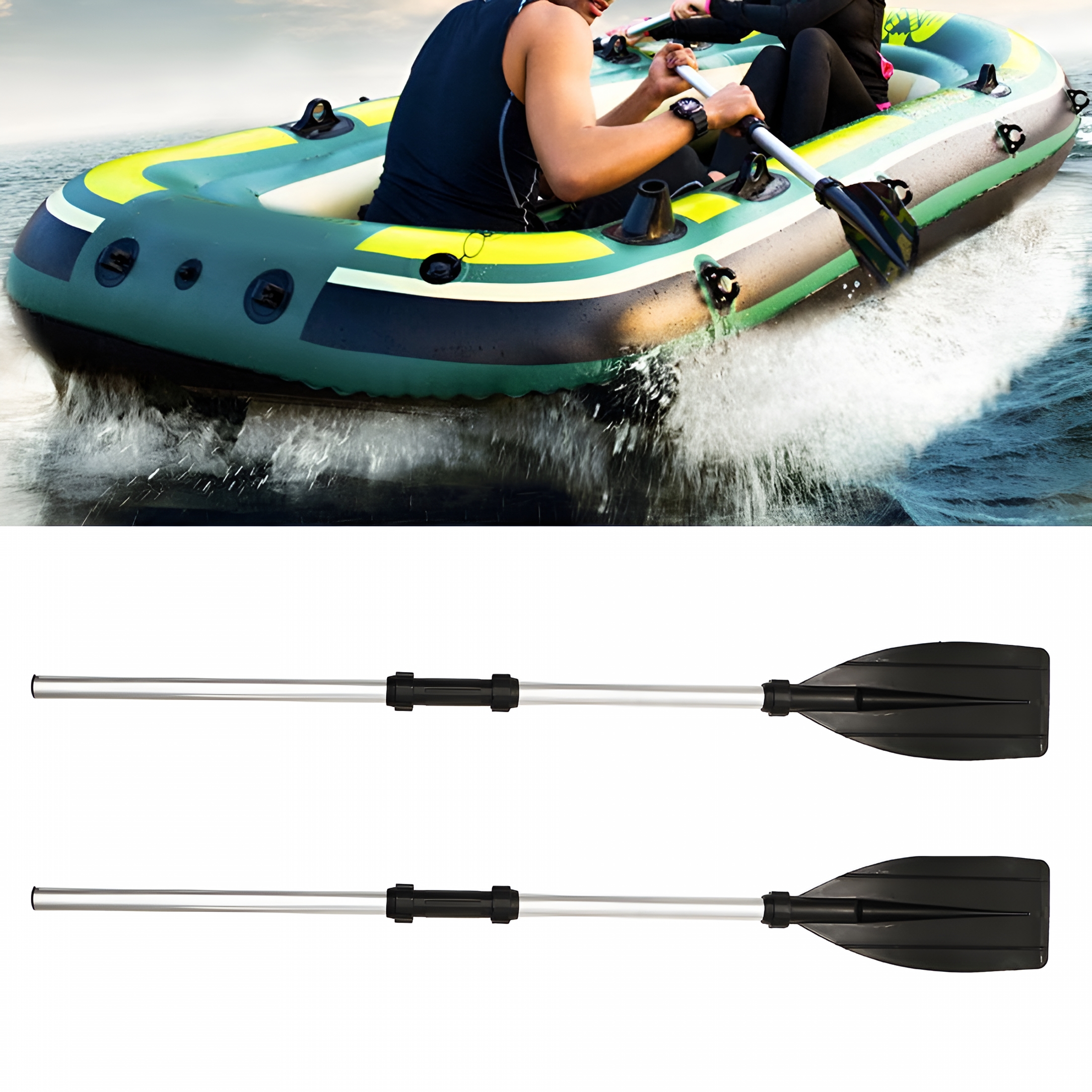 MELIVO 2pcs 80'' Boat Oars, Kayak Paddles Double Ended Adjustable Length Aluminum Detachable Paddles With Anti-slip Grips For Dinghy