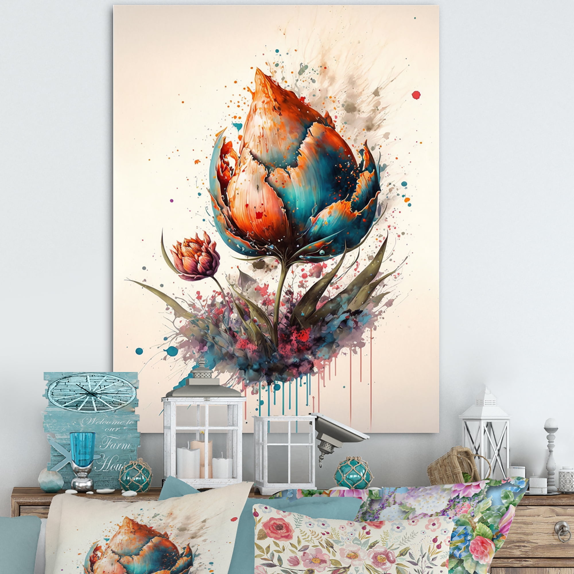 Designart Colorful Tulip IV Canvas Wall Art