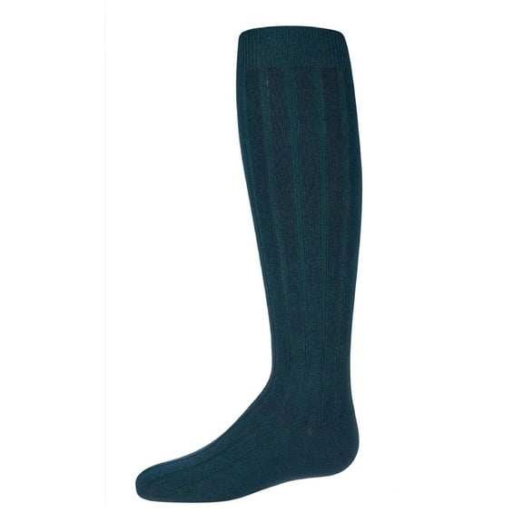 MeMoi Girls Wide Ribbed Cotton Blend Uniform Knee Socks - Girls - Female, 10-12, Dark Hunter Green