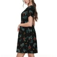 thumbnail image 2 of Sikiie Hawaiian Style Print Women's Short-sleeved Dress, Round Neck Slim Knee-length Dress, Summer Clothing Suitable for Daily Leisure and Vacation, 2 of 6
