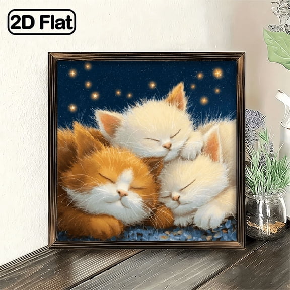 2D Flat, 1pc Hanging Ornament Sign 8x8 Inch, Cute Sleeping Kittensd Wall Decor for Outdoor Garden Patio Nursery Bedroom Adorable Cartoon Cat Art Sign Plaque Gift for C