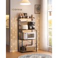 thumbnail image 4 of SONGMICS HOME Kitchen Bakers Rack with Power Outlet, Coffee Bar 4-Tier with 8 S Hooks, Microwave Stand, Adjustable Shelf, for Small Spaces, Rustic Brown and Ink Black UKKS014K01, 4 of 6