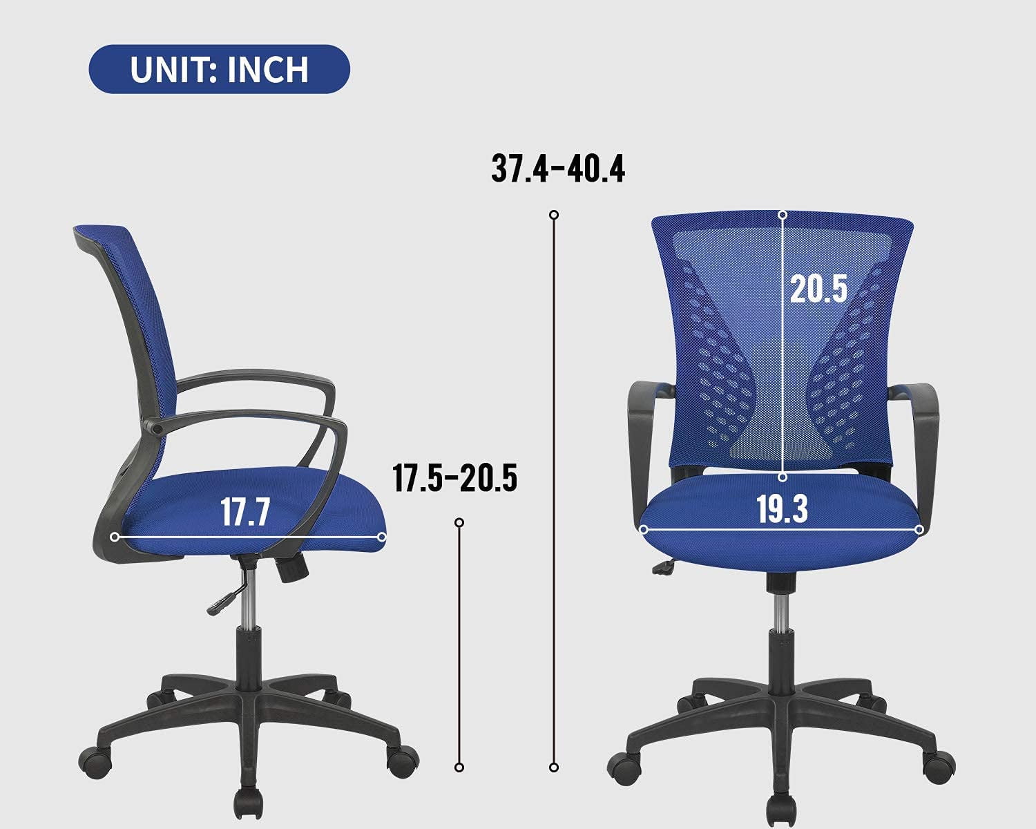 BestOffice Ergonomic Office Chair, Lumbar Support, Rolling Swivel for Men, Women(Blue)