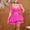 Hot Pink, variant on Women Plus Size 2 Piece Solid Ruffle Matching Skirt Set, Spaghetti Strap Wrap Tie Crop Top Elastic Waist Double Layer Ruffle Mini Skirt Summer Beach Club Casual Tracksuit Orange XL(XL)