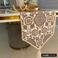thumbnail image 5 of Holiday Table Décor Beige Coffee Table Runner (14 x 36 inch) Velvet Table Linen, Printed, Tassels, Handmade Table Runner for Holiday, Party, Dining, Christmas Hosting, Gifts, Art Deco - Cider Florals, 5 of 9