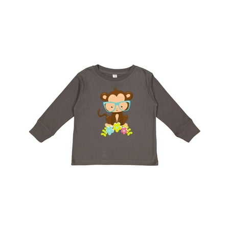 

Inktastic Hipster Monkey Monkey with Glasses Flowers Gift Toddler Boy or Toddler Girl Long Sleeve T-Shirt