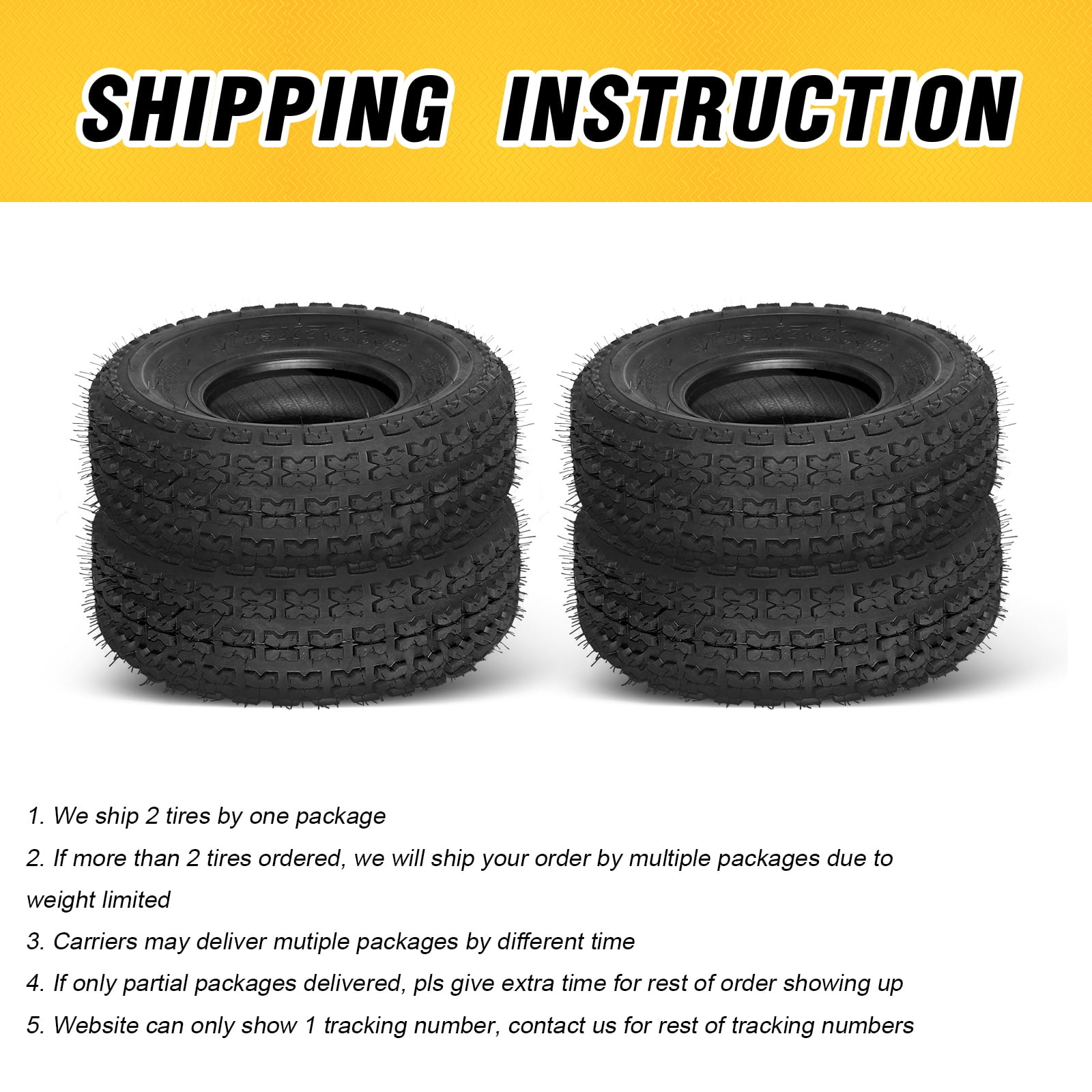 Ktaxon 19x7-8 ATV Tires Set of 2, 4PR Tubeless All-Terrain Sport Tires for Quad & Go-Kart