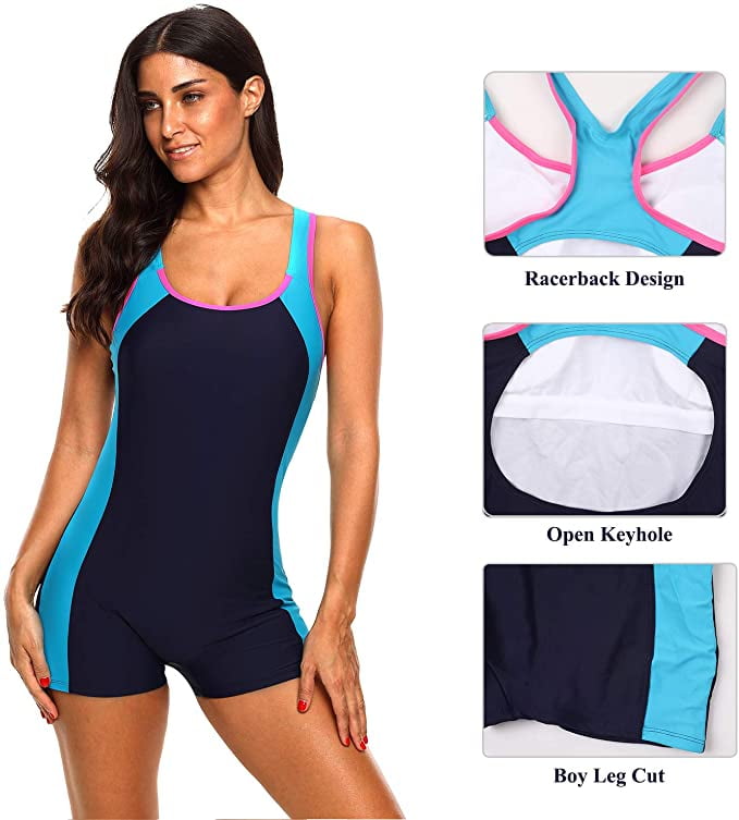 one piece swimsuit boy cut legs