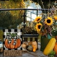 thumbnail image 2 of Fall Pumpkin Garden Flag 12x18 Inch Double Sided for Outside Thanksgiving Burlap Buffalo Plaid Small Welcome Seasonal Yard Flag (Orange), 2 of 6