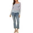 thumbnail image 3 of Allegra K Women's Off Shoulder Long Bell Sleeve Floral Print Smocked Blouse Top, 3 of 7