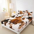 thumbnail image 3 of jejeloiu Highland Cow Cowhide Bed Sheets Kids,Farm Animal Print King Sheets,4-Piece, 3 of 6
