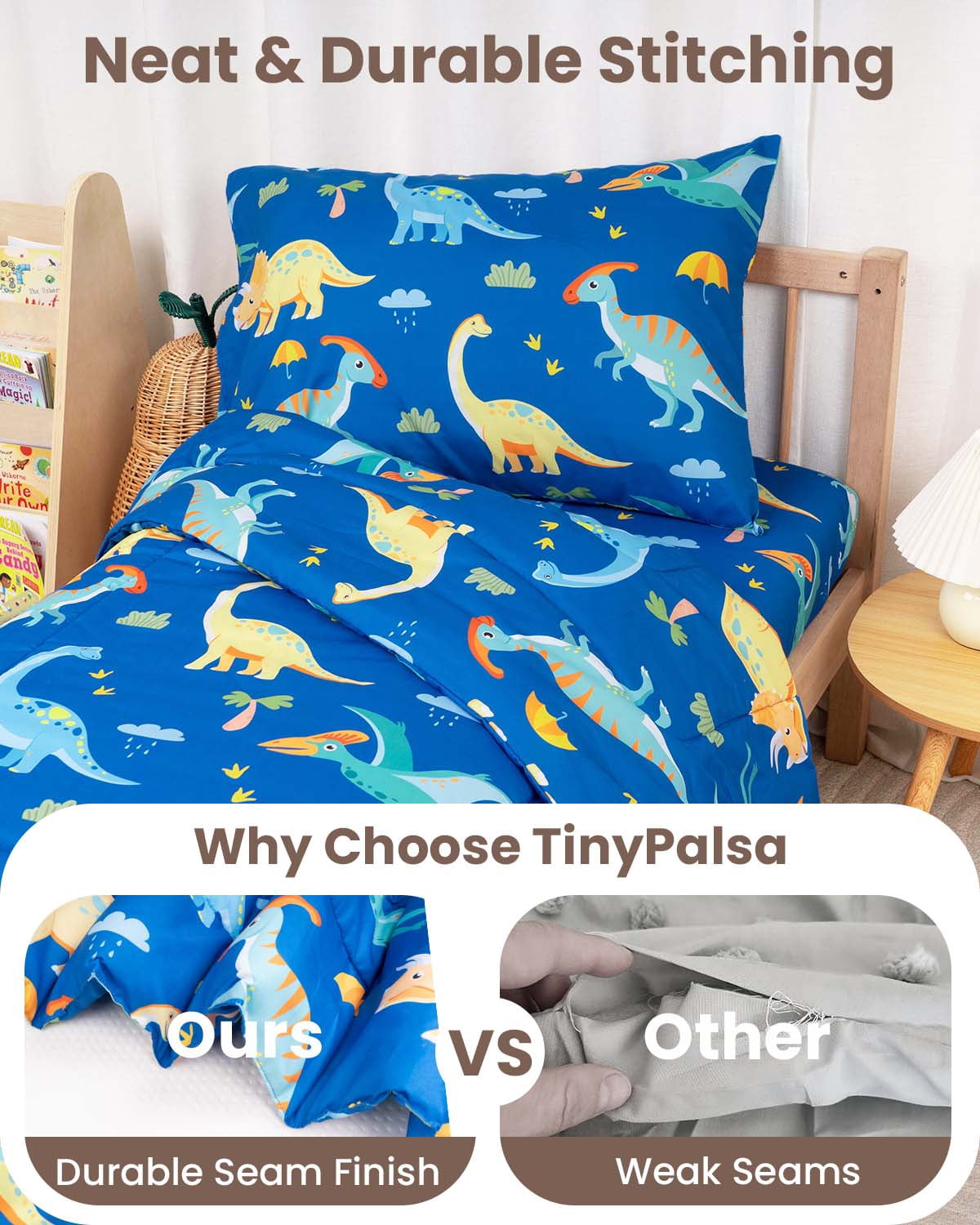 Beavtaens 4 Piece Toddler Bedding Set, Breathable and Soft Sheet Set, Includes Quilted Comforter, Flat Sheet, Fitted Sheet and Pillowcase for Girls