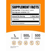 BulkSupplements L-Carnitine Powder - Carnitine Supplement, Amino Acid Supplement - Unflavored, 1g per Serving, 500g (1.1 lbs)