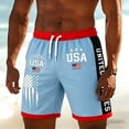 thumbnail image 3 of LILIYA 250 Anniversary USA Swim Trunks for Men 2 in 1 Baggy Patriotic American Flag Print Short Pants Quick Dry 4th of July Outfits Independence Day Board Short with Liner, 3 of 5
