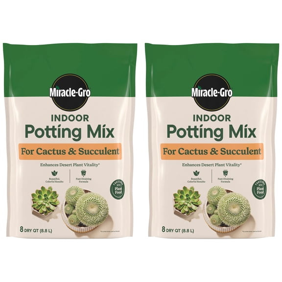 Miracle-Gro Indoor Potting Mix for Cactus and Succulent, 8 qt. (2-Pack)