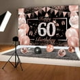thumbnail image 3 of YANSION 60th Birthday Banner Decorations, Rose Gold and Black Happy 60 Birthday Backdrop Confetti Balloon Kit Party Supplies for Women, Sixty Years Old Bday Background Sign Decor, 3 of 8
