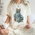 thumbnail image 4 of Patchwork Ghost Halloween T-Shirt, Cute Quilt Style Ghost with Bow and Pumpkin Bucket Tee, Spooky Season Shirt, Cozy Fall Aesthetic Gift, 4 of 7