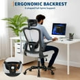 thumbnail image 3 of EDTara Mesh Ergonomic Office Chair with High Back, Adjustable Headrest and Lumbar, Flip-Up Arms, Swivel Rolling Chair for Home Office, 3 of 8
