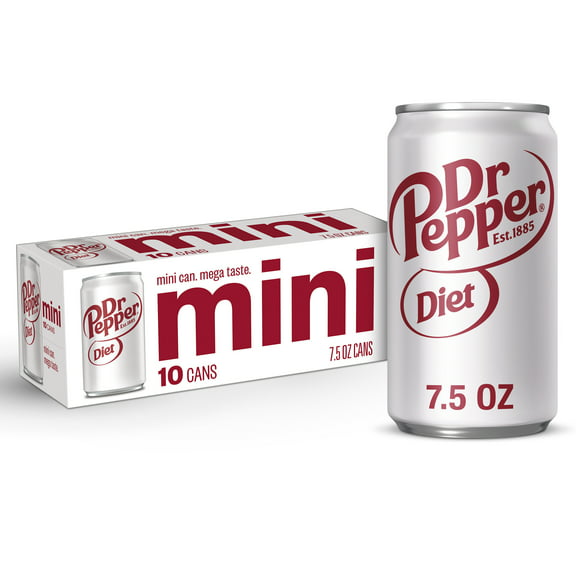 Diet Dr Pepper Soda Pop, 7.5 fl oz, 10 Pack Cans