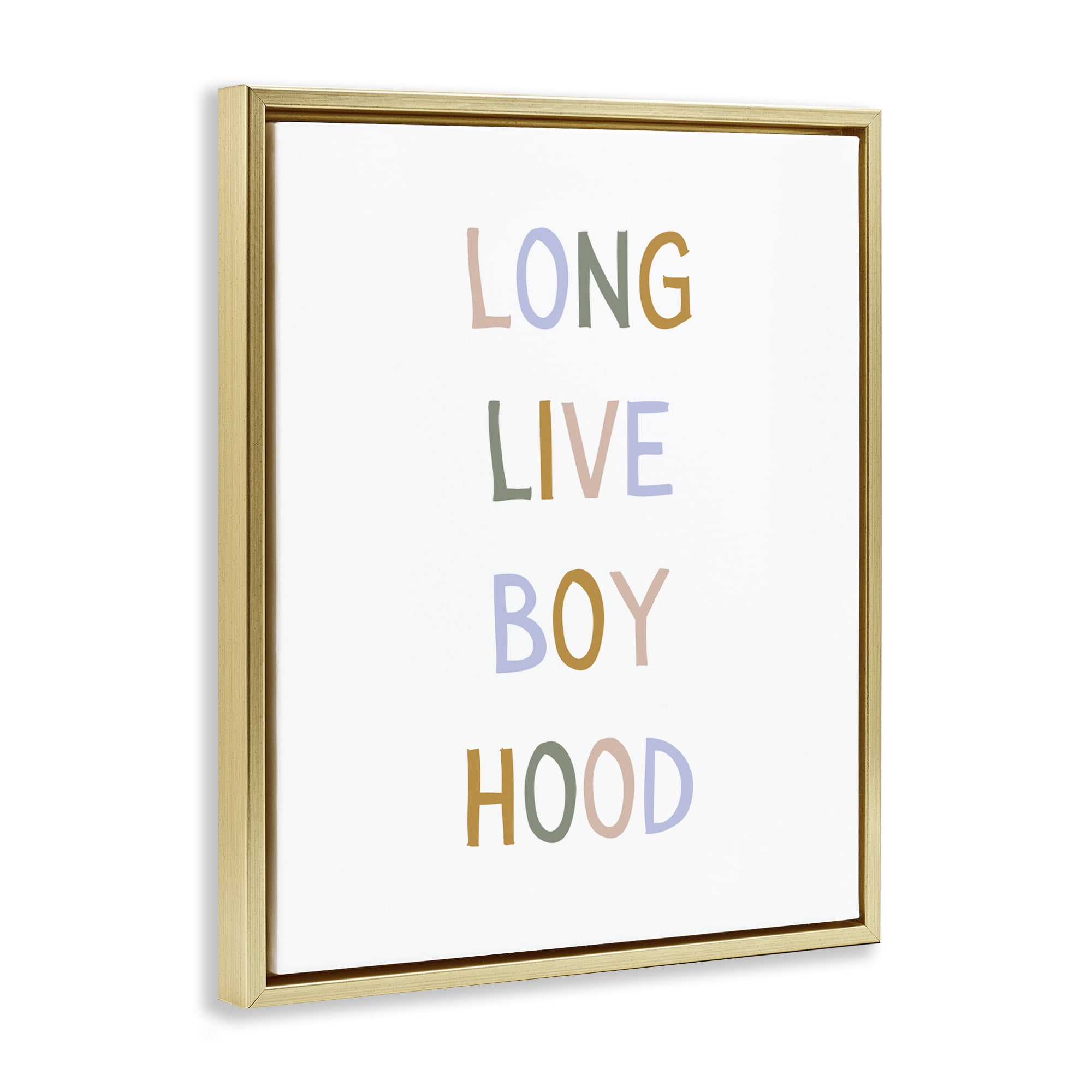 Stupell Industries Long Live Boy Hood Gold Framed Floater Canvas Wall Art, design by Katie Griggs