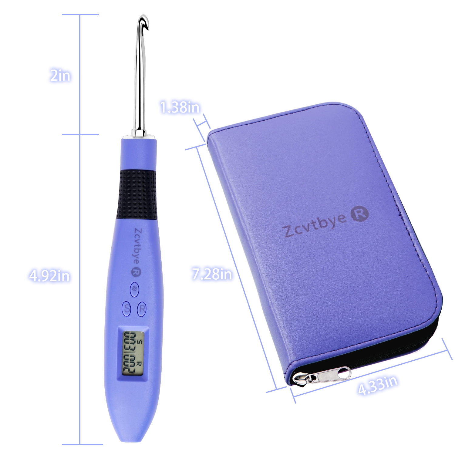 Crochet Hook Set Digital with 12 Different Size Interchangeable Crochet Needle, Ergonomic Crochet Hooks with LED Light and Digital Stitch Counter for Beginners & Experts