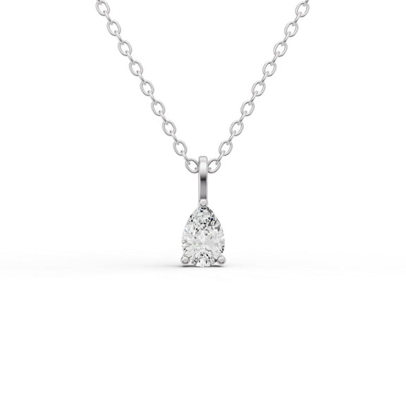 0.25 Carat Pear Cut Lab Grown Diamond Solitaire Pendant With Bail Setting in 14K White Gold