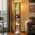 thumbnail image 2 of Floor Lamp with Shelves,Modern Dimmable Standing Lamp Rainbow watercolor paper Corner Display Bookshelf Lamp with 2 USB & 1 Power Outlet for Living Room & Bedroom, 2 of 5