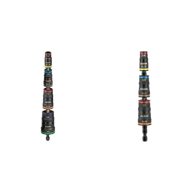 Juego de casquillos abatibles Impact Driver Klein Tools 9 en 1 con 8 hexagonales