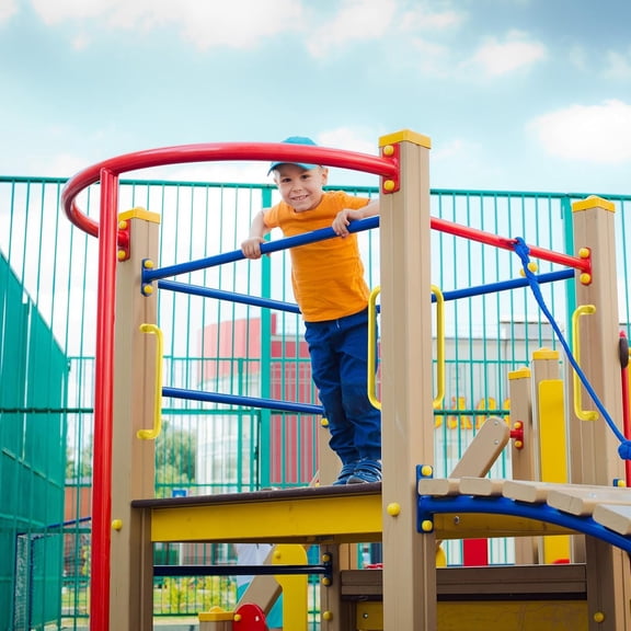 6 Pcs Safety Playground Handles Swing Set Metal Monkey Bars Indoor Outdoor Swing Set Accessories Grab Playset Handles Grips Climbing Frame for Play House Jungle(17 Inch,Yellow)