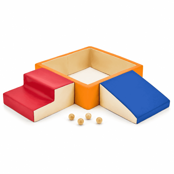Wilwolfer 6-Piece Soft Foam Playground Climbers for Toddlers, Ball Pit and Slide, Orange
