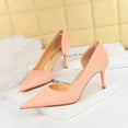 thumbnail image 2 of Zapatos de tacón alto versátiles, profesionales, con huecos laterales, puntiagudos y de muescas poco profundas para mujeres, zapatos de tacón medio clásicos para mujeres solteras, 2 of 5