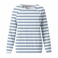 thumbnail image 5 of HVOBTTY Womens Long Sleeve Pullover Sweatshirt, Fall Tops for Women, Women's Casual Striped Crew Neck Raglan Sleeve Pullover Sweatshirt Light Blue, L, 5 of 5