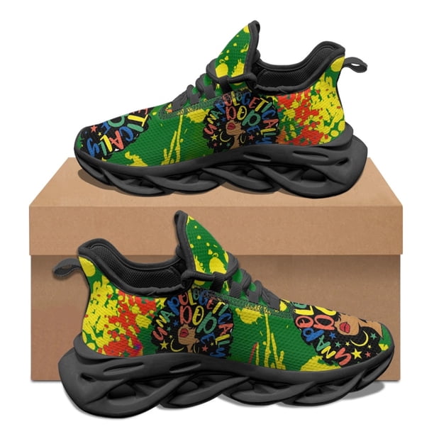 Zapatillas deportivas informales con estampado afroamericano Juneteenth 1865 para mujer y hombre, cómodas, antideslizantes, con cordones para deportes al aire libre, para verano