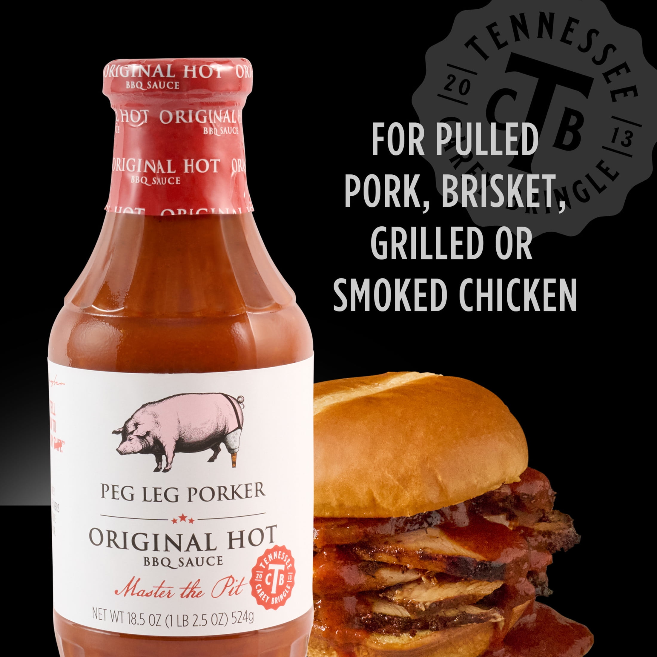 Peg Leg Porker Original Hot BBQ Sauce, 18.5 oz Bottle