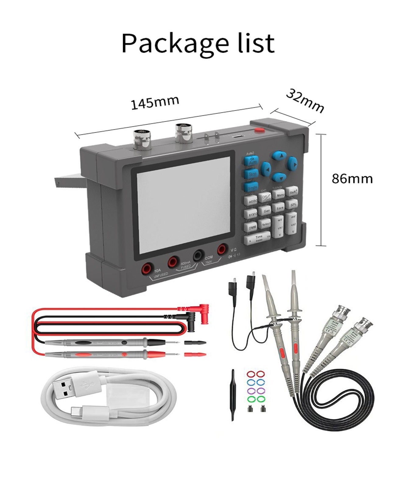 3.2 Inch Desktop Digital Oscilloscope 120M Bandwidth Dual Channel Multimeter and Signal nerator 3 in 1 ,Professional Designed